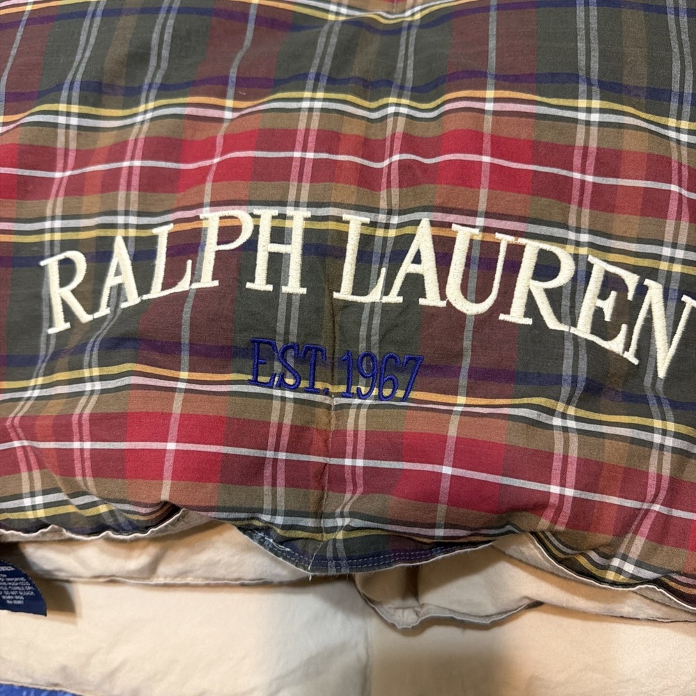 Ralph Lauren Home Queen Plaid Comforter Embroidered EST 1967 Cotton Red Green - Picture 2 of 16